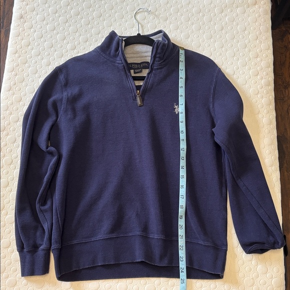 U.S. Polo Assn. Men's Dark Blue 1/4 Zip Mock Neck Flatback Pullover Sweater - Picture 4 of 13